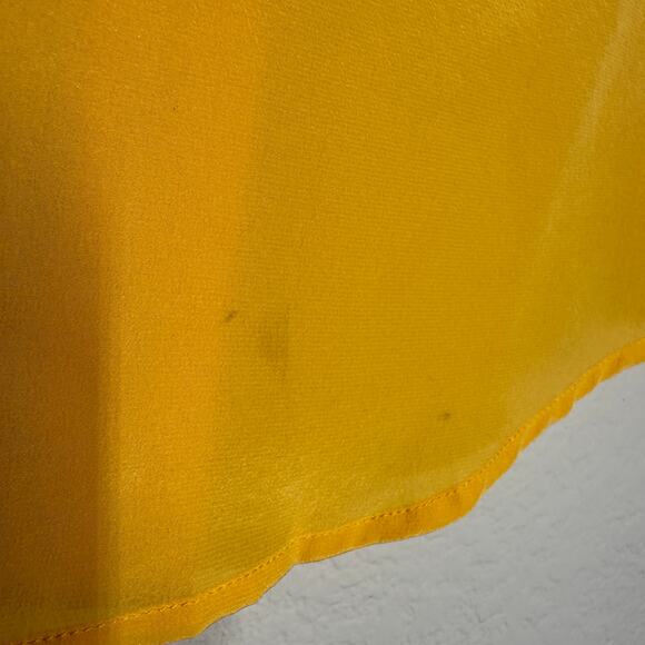 Guess by Marciano Top Blouse Womens XS Yellow Long Sleeve Button Up Silk Preppy - Picture 8 of 13